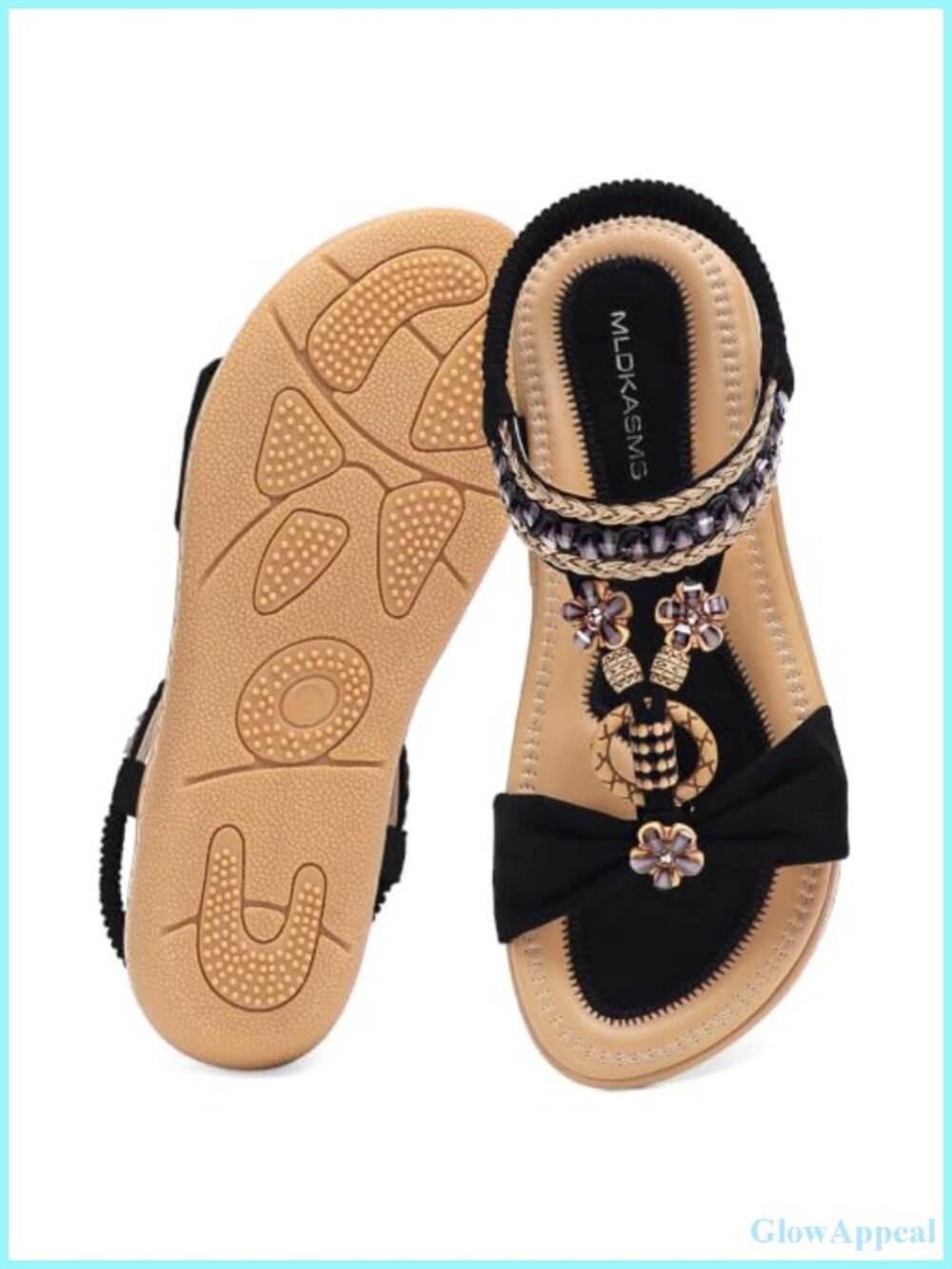 Women's Flat Sandals Comfortable Dressy Bohemian Rhinestone Ankle Strap Slip-On